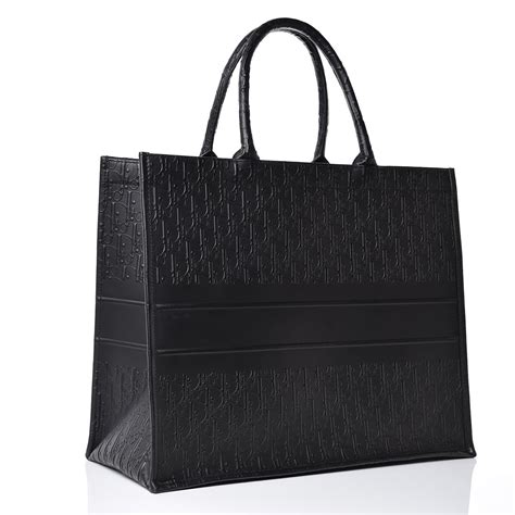 Large Dior Book Tote Black Dior Oblique Embossed 